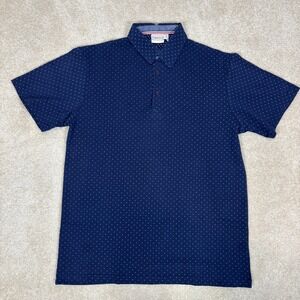 SMASH Mens XL Navy Blue Polka Dot Short Sleeve Polo Golf Casual Shirt NWT